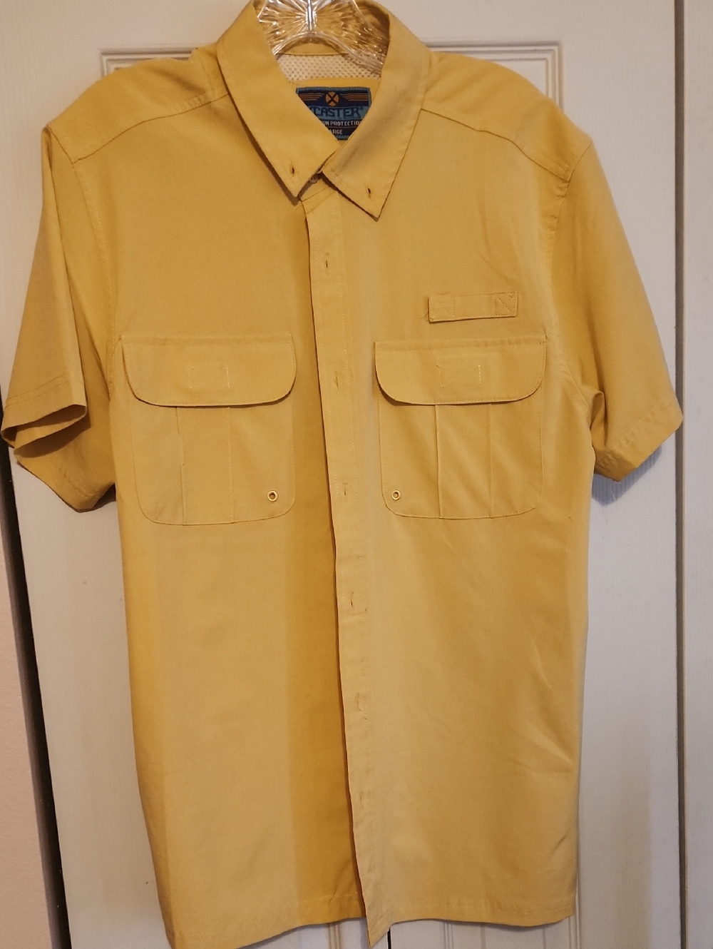 XCASTER UPF+Sun Protection Short-Sleeve Work Shirt in Mustard Yellow